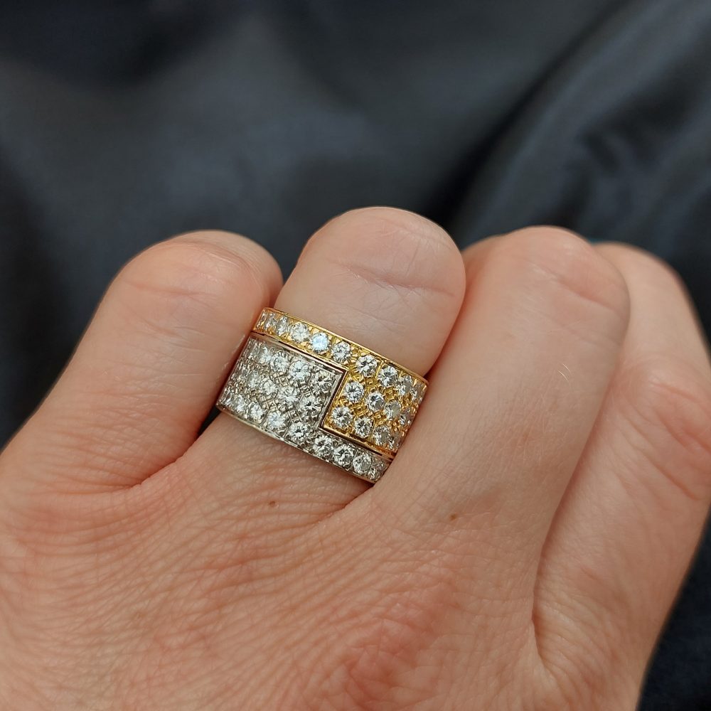 Vintage Diamond and Bi Colour 18ct Gold Band Ring, 2.50 carats