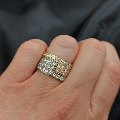 Vintage Diamond and Bi Colour 18ct Gold Band Ring, 2.50 carats
