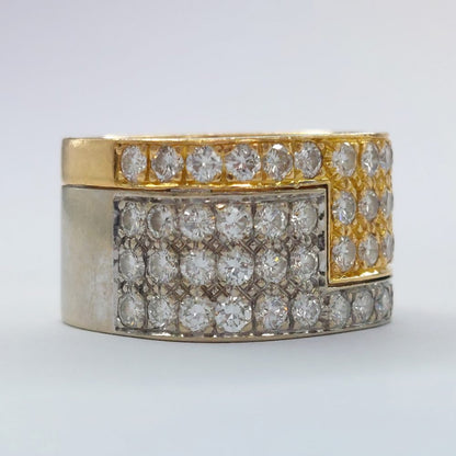Vintage Diamond and Bi Colour 18ct Gold Band Ring, 2.50 carats