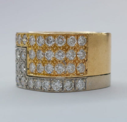 Vintage Diamond and Bi Colour 18ct Gold Band Ring, 2.50 carats