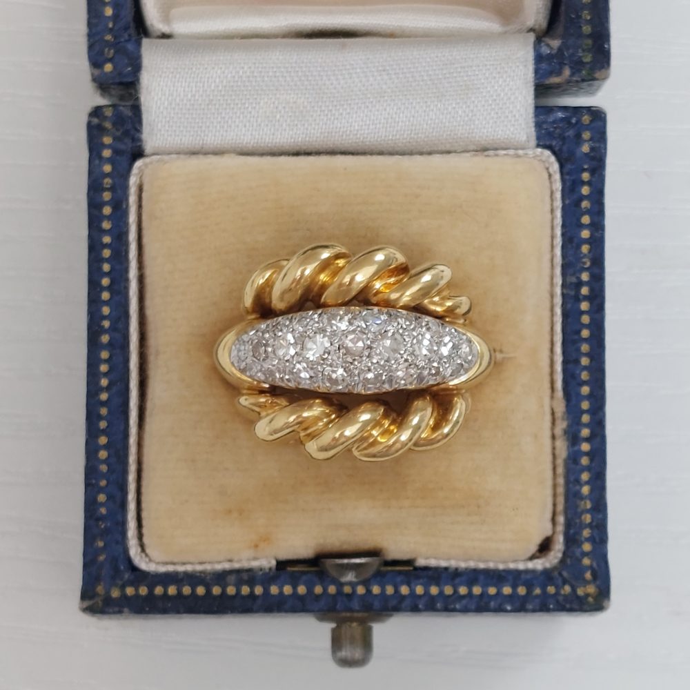Vintage Diamond and Gold Twist Ring