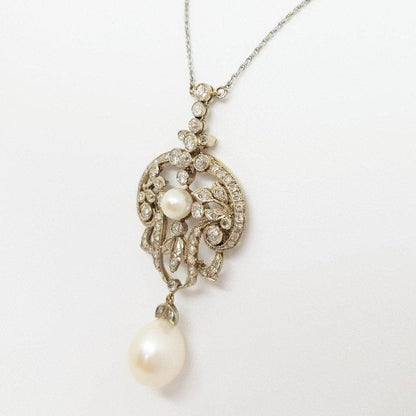 Vintage Diamond and Pearl Pendant Necklace
