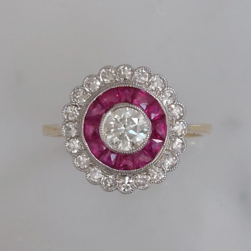 Vintage Diamond and Ruby Target Cluster Ring, 0.90ct – Jewellery Discovery
