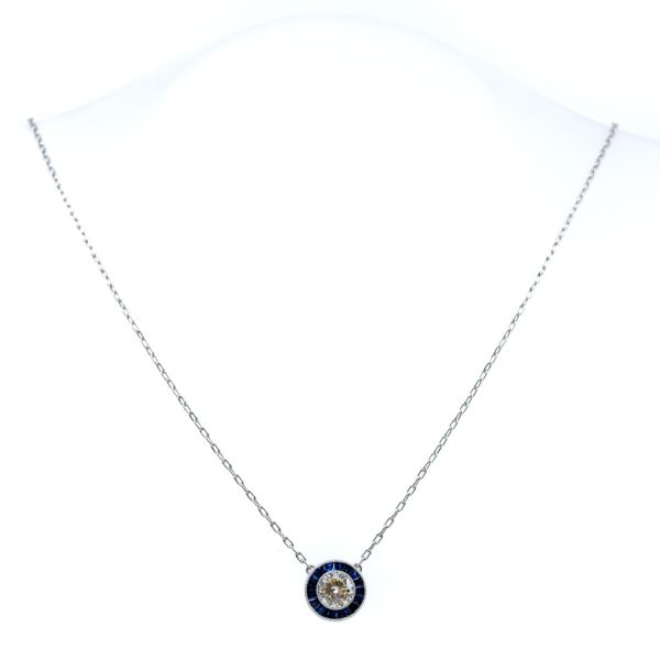 Vintage Diamond and Sapphire Platinum Pendant