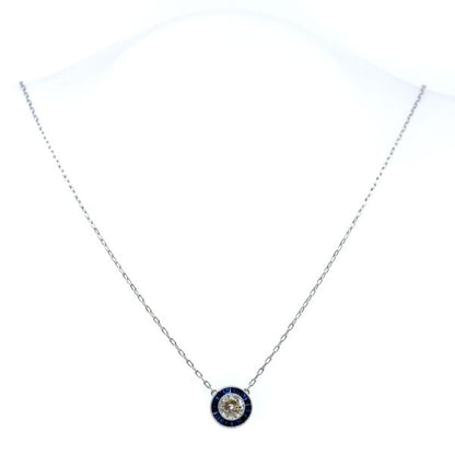 Vintage Diamond and Sapphire Platinum Pendant
