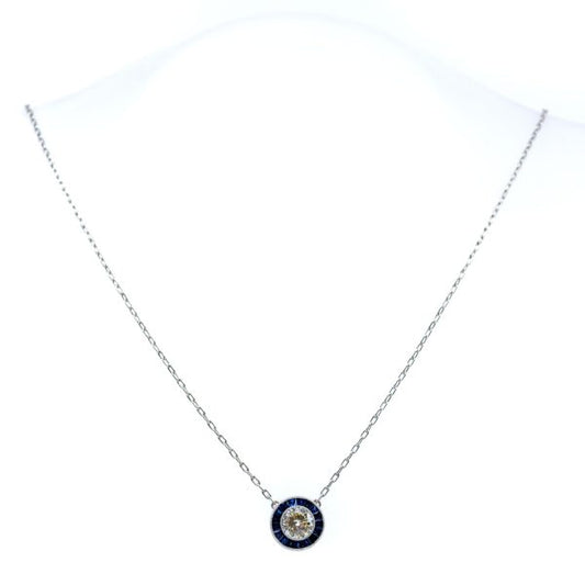 Vintage Diamond and Sapphire Platinum Pendant