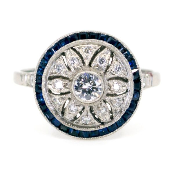 Vintage Diamond and Sapphire Platinum Ring