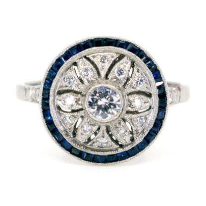 Vintage Diamond and Sapphire Platinum Ring