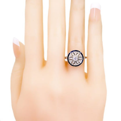 Vintage Diamond and Sapphire Platinum Ring