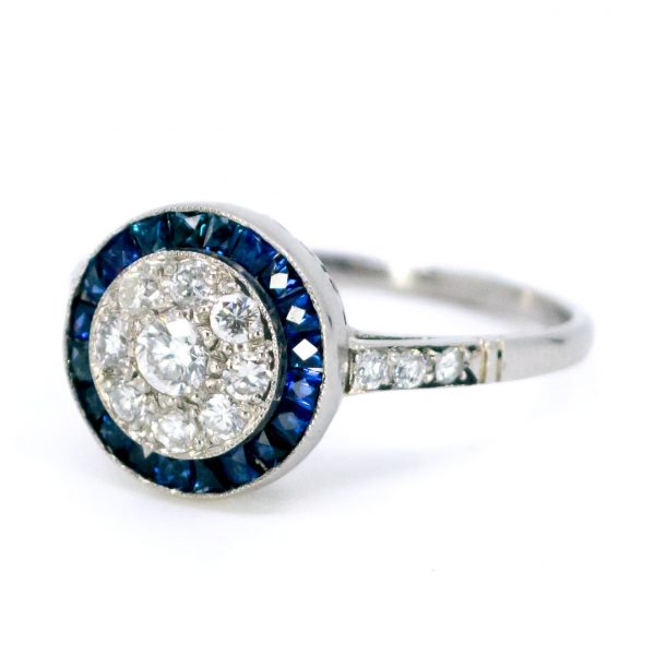 Vintage Diamond and Sapphire Target Cluster Ring