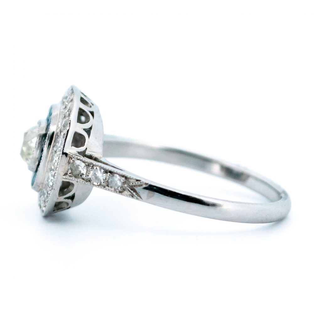 Vintage Diamond and Sapphire Target Cluster Ring