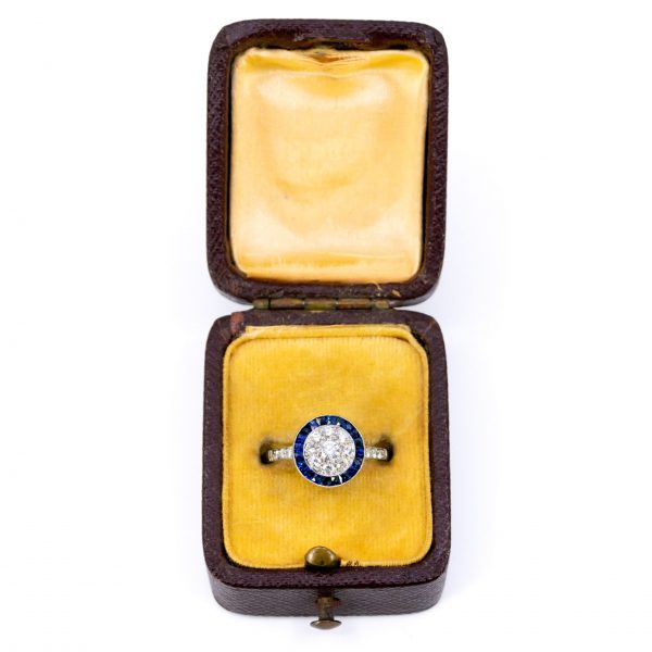 Vintage Diamond and Sapphire Target Cluster Ring