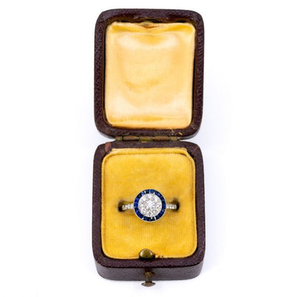 Vintage Diamond and Sapphire Target Cluster Ring