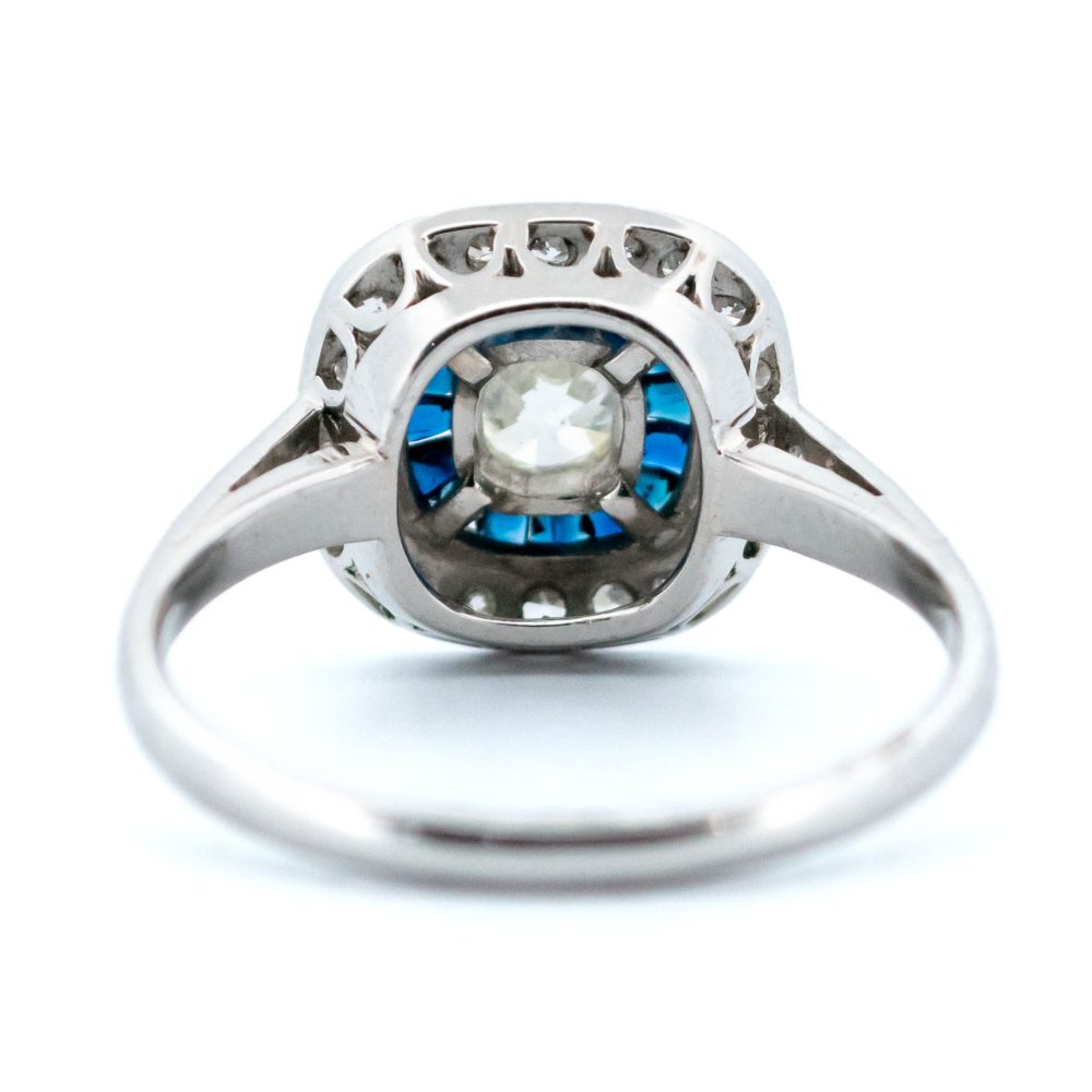 Vintage Diamond and Sapphire Target Cluster Ring