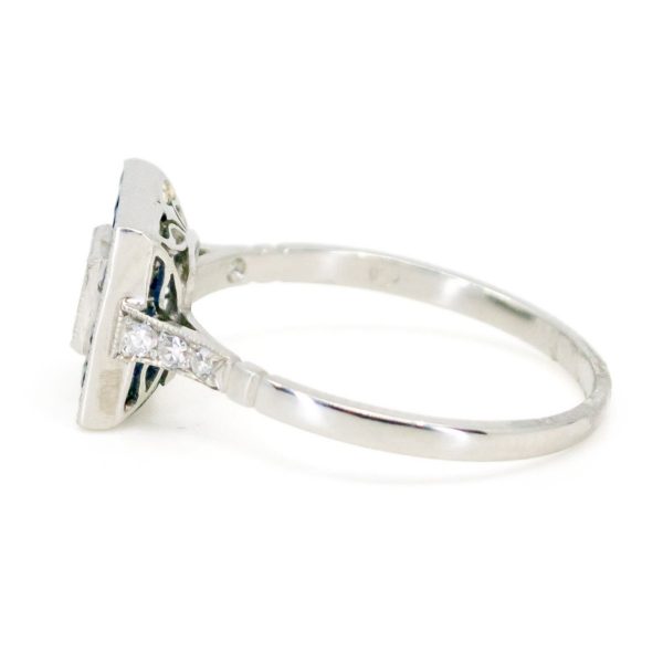 Vintage Diamond and Sapphire Target Platinum Ring