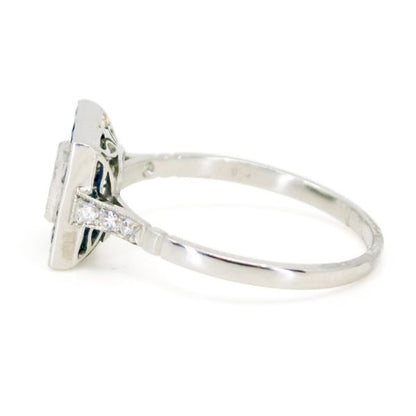 Vintage Diamond and Sapphire Target Platinum Ring