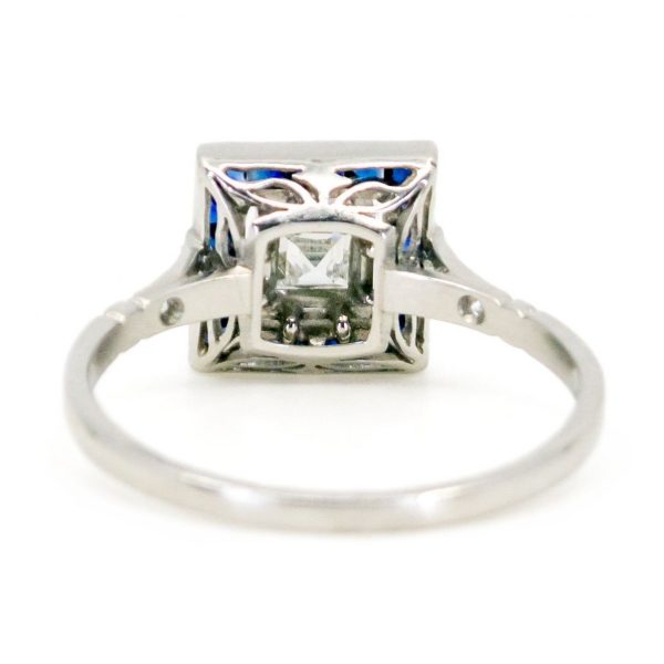 Vintage Diamond and Sapphire Target Platinum Ring