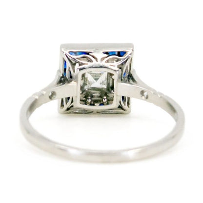 Vintage Diamond and Sapphire Target Platinum Ring