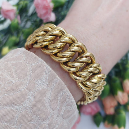 Vintage Double Curb 18ct Gold Bracelet