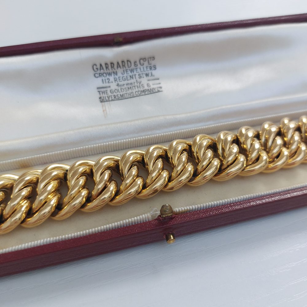 Vintage Double Curb 18ct Gold Bracelet