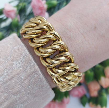 Vintage Double Curb 18ct Gold Bracelet
