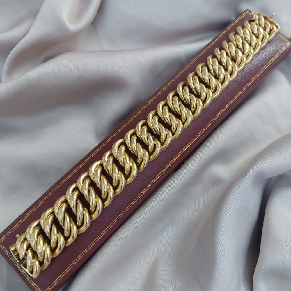 Vintage Double Curb 18ct Gold Bracelet
