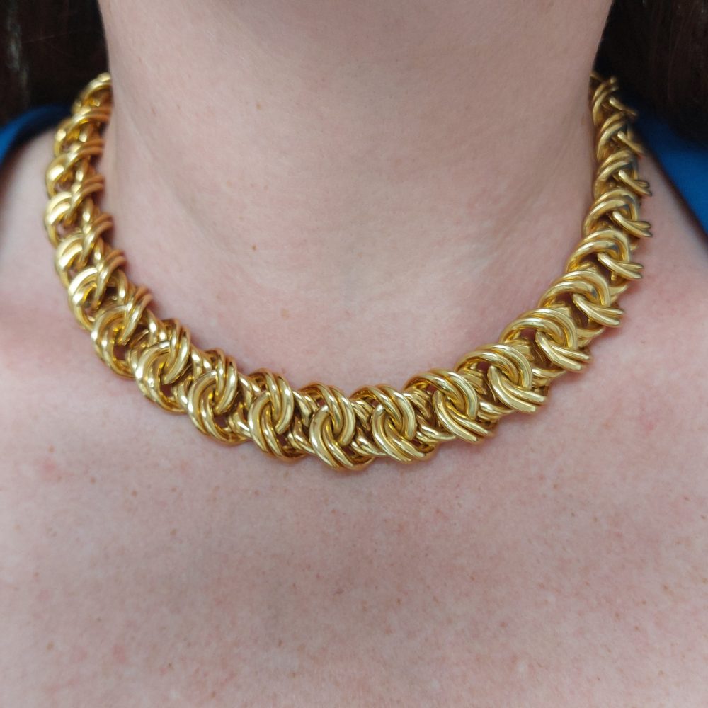 Vintage Double Curb Link Gold Necklace