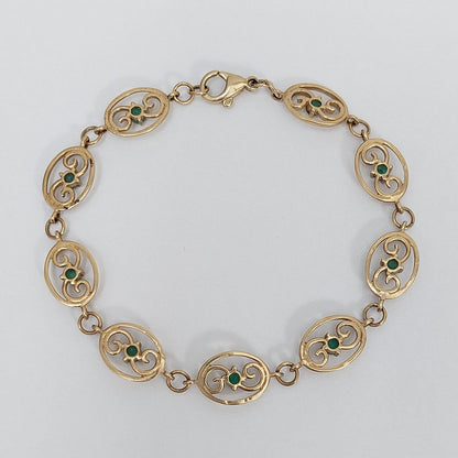 Vintage Emerald Gold Link Bracelet