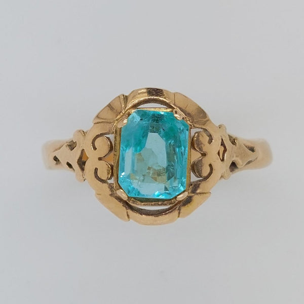 Vintage Emerald Solitaire Gold Ring