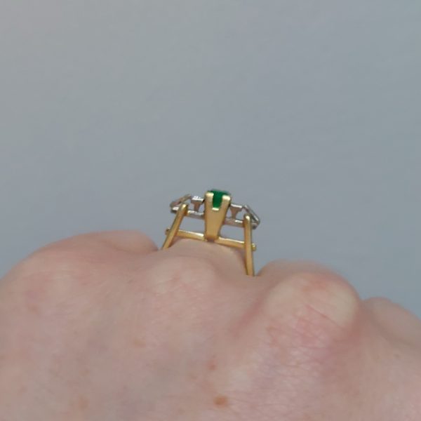 Vintage Emerald and Baguette Cut Diamond Ring