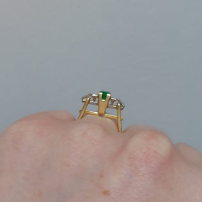 Vintage Emerald and Baguette Cut Diamond Ring