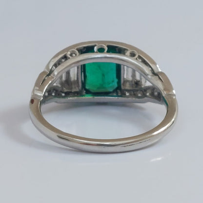 Vintage Emerald and Diamond Band Ring, 1.20ct