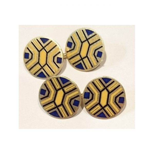 Vintage Enamel Gold Cufflinks