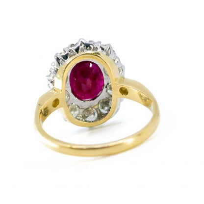 Vintage Enhanced 2.50ct Ruby and Diamond Cluster Ring