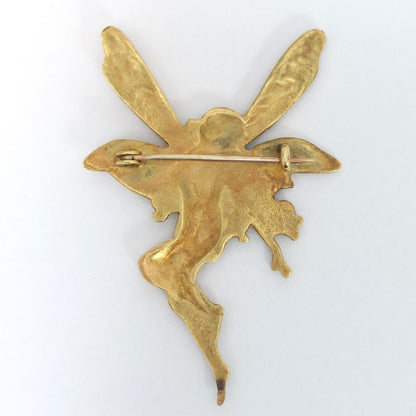 Vintage Fairy 18ct Gold Brooch