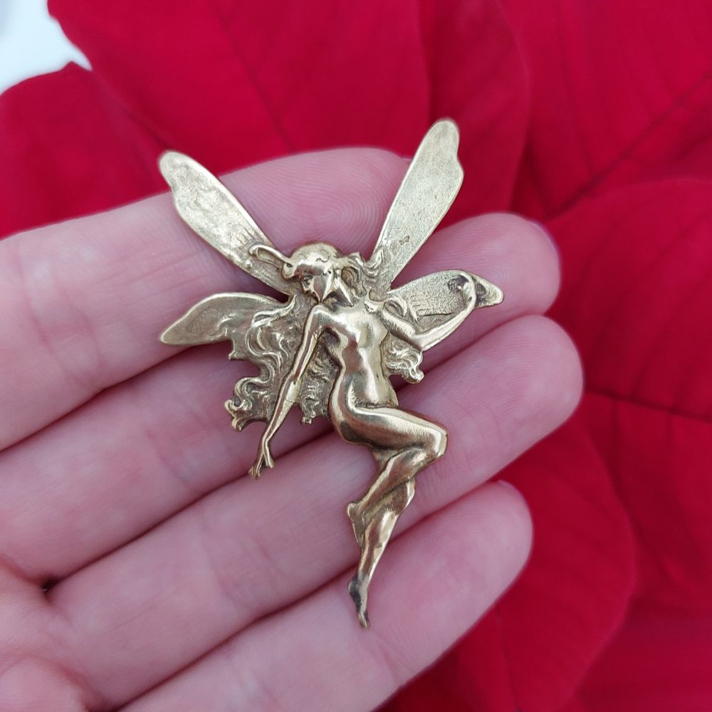 Vintage Fairy 18ct Gold Brooch
