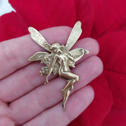 Vintage Fairy 18ct Gold Brooch
