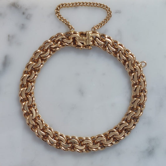 Vintage Fancy Double Curb 18ct Gold Bracelet