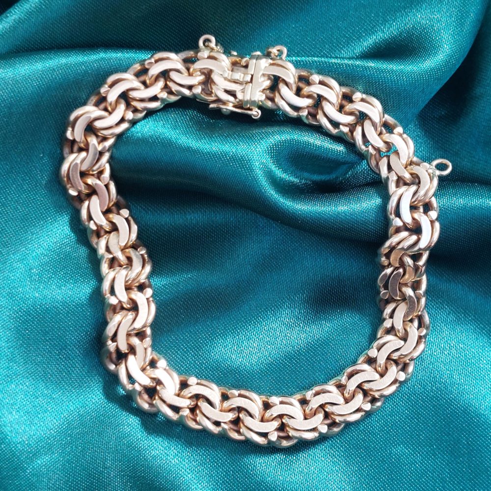 Vintage Fancy Double Curb 18ct Gold Bracelet