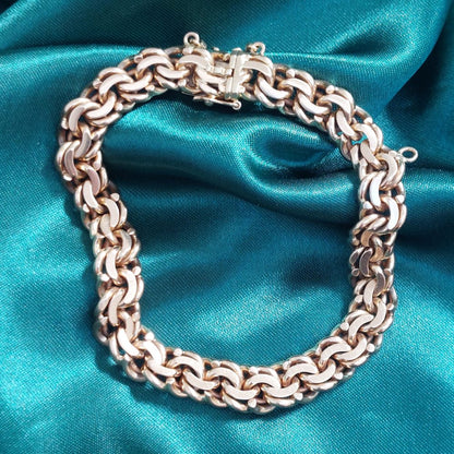 Vintage Fancy Double Curb 18ct Gold Bracelet