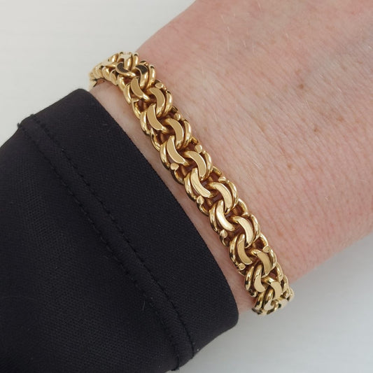 Vintage Fancy Double Curb 18ct Gold Bracelet