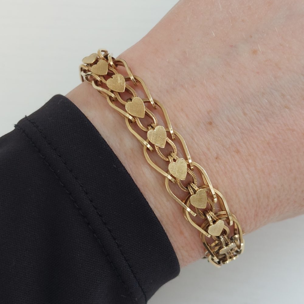 Vintage Fancy Link and Heart Bracelet