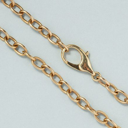 Vintage French 18ct Yellow Gold Oval Link Chain Necklace, 18ct yellow gold chain with large oval links, Made in France