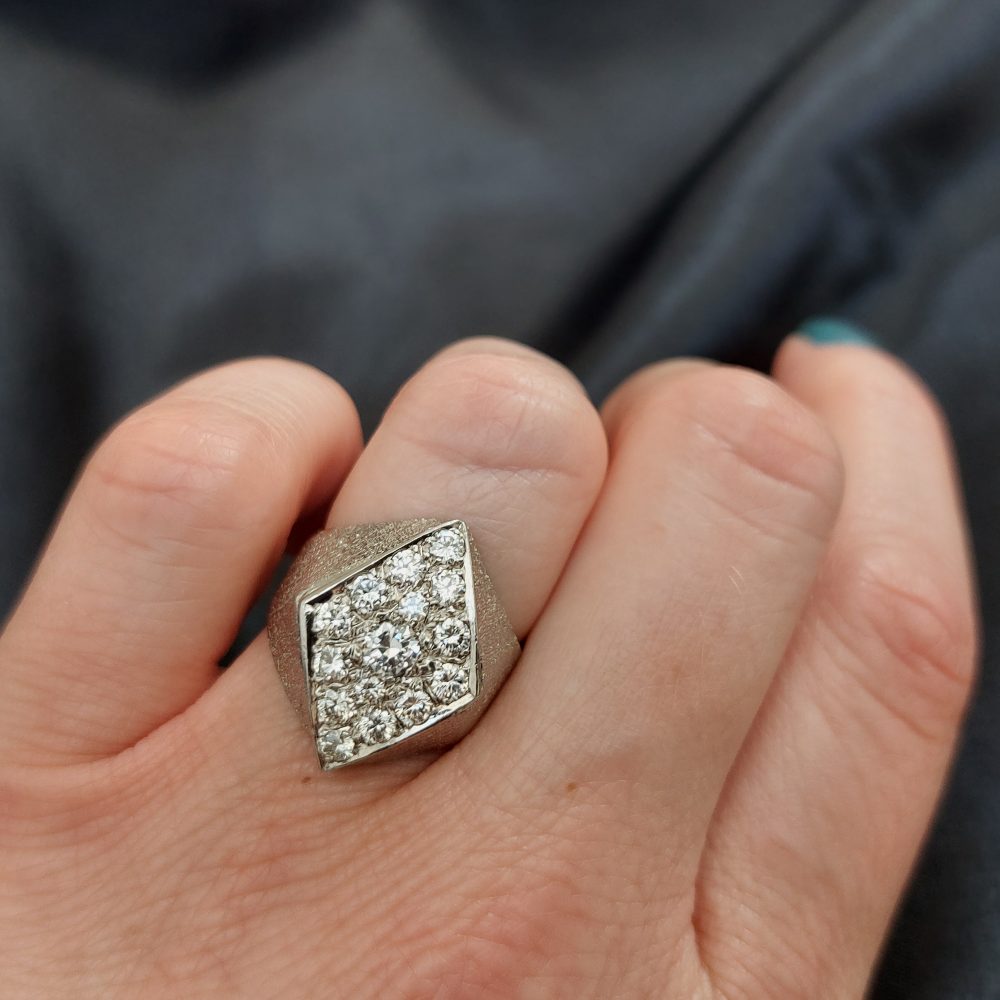 Vintage French 1ct Pavé Set Diamond Ring