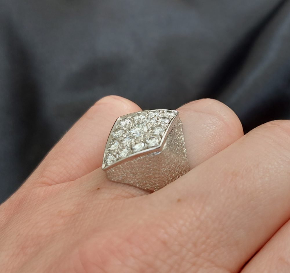 Vintage French 1ct Pavé Set Diamond Ring