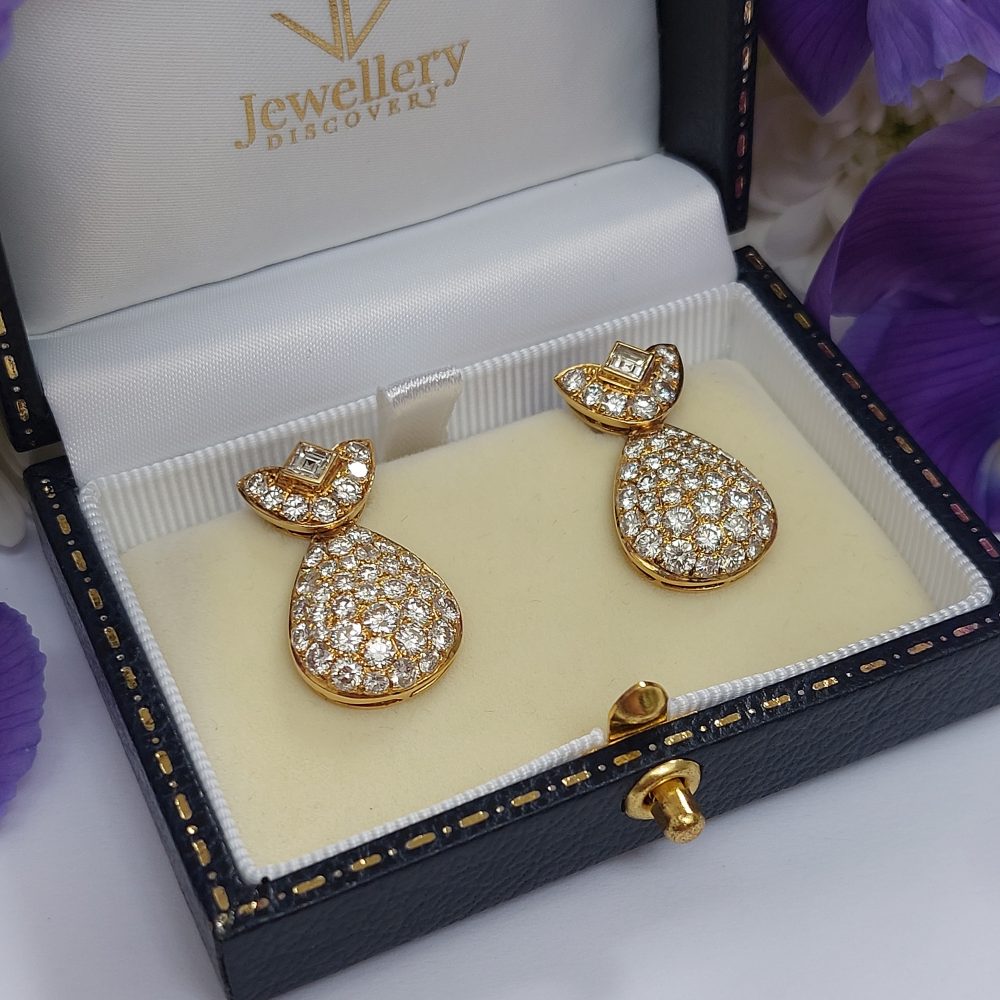 Vintage French Diamond Drop Earrings DB5