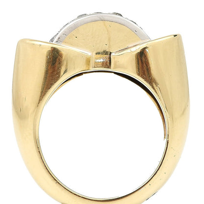 Vintage French Retro 1940s Diamond Ruby Gold Tank Ring