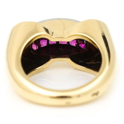 Vintage French Retro 1940s Diamond Ruby Gold Tank Ring