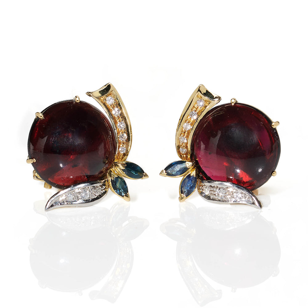 Vintage Garnet and Diamond Floral Earrings