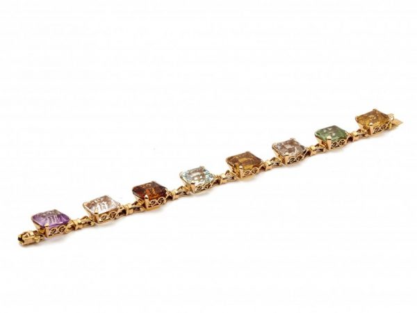 Vintage Gemstone Set 14ct Rose Gold Bracelet